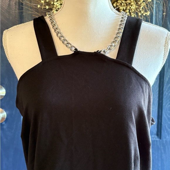 Michael Kors Silver Chain Black Halter Dress size L NWT - Picture 2 of 14